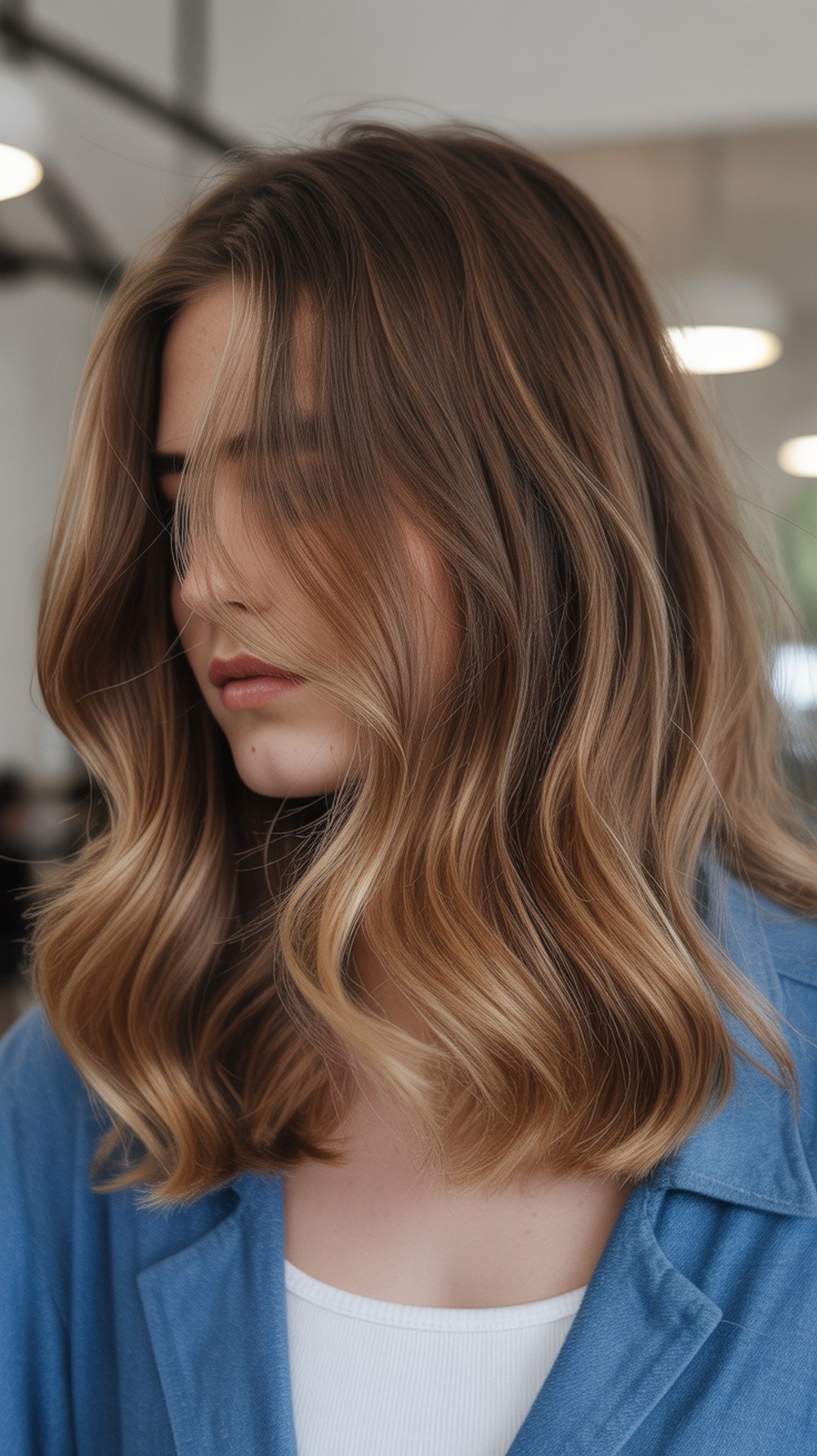 Balayage Caramel Sweep on Mid Length Hair