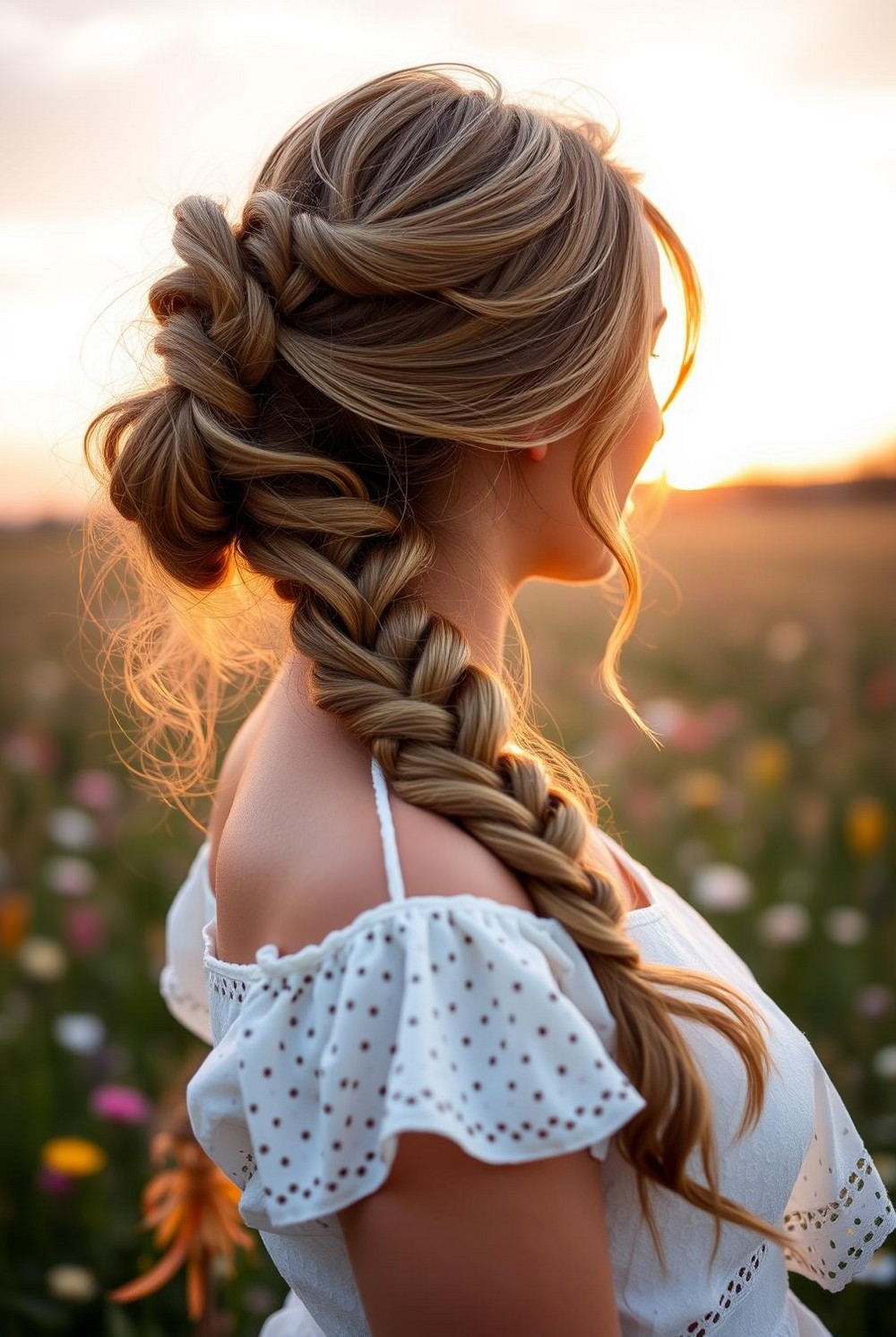 Boho Fishtail Spring Long Ponytail Hairstyle