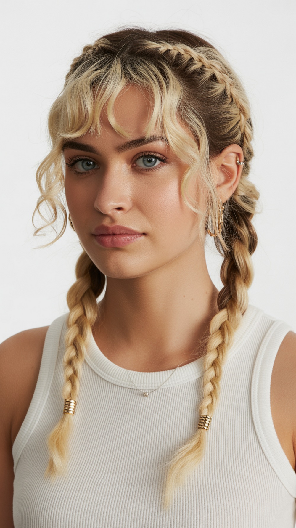Braided Bangs with Loose Hair