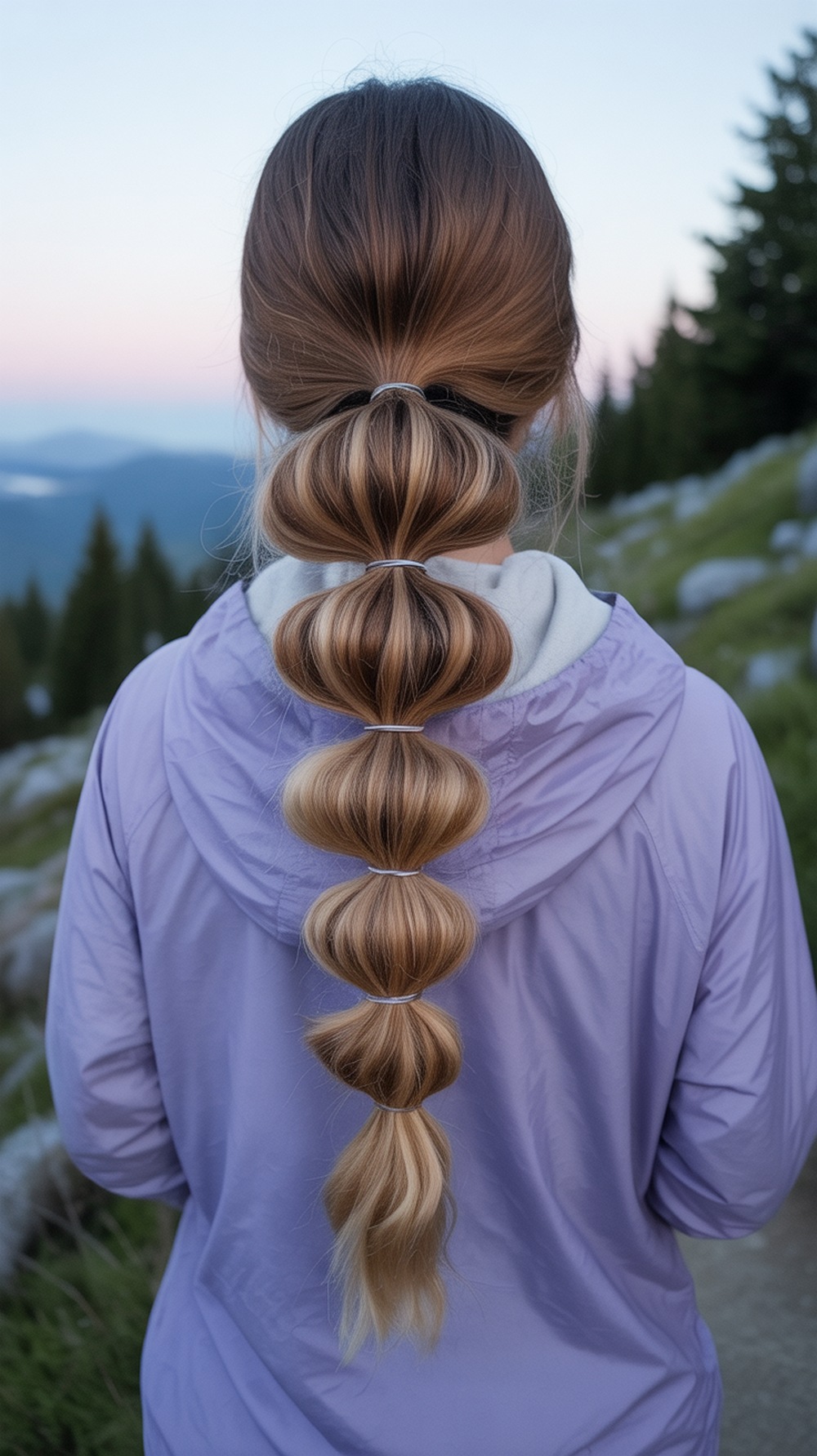 Bubble Braid Ponytail Hiking Hairstyle