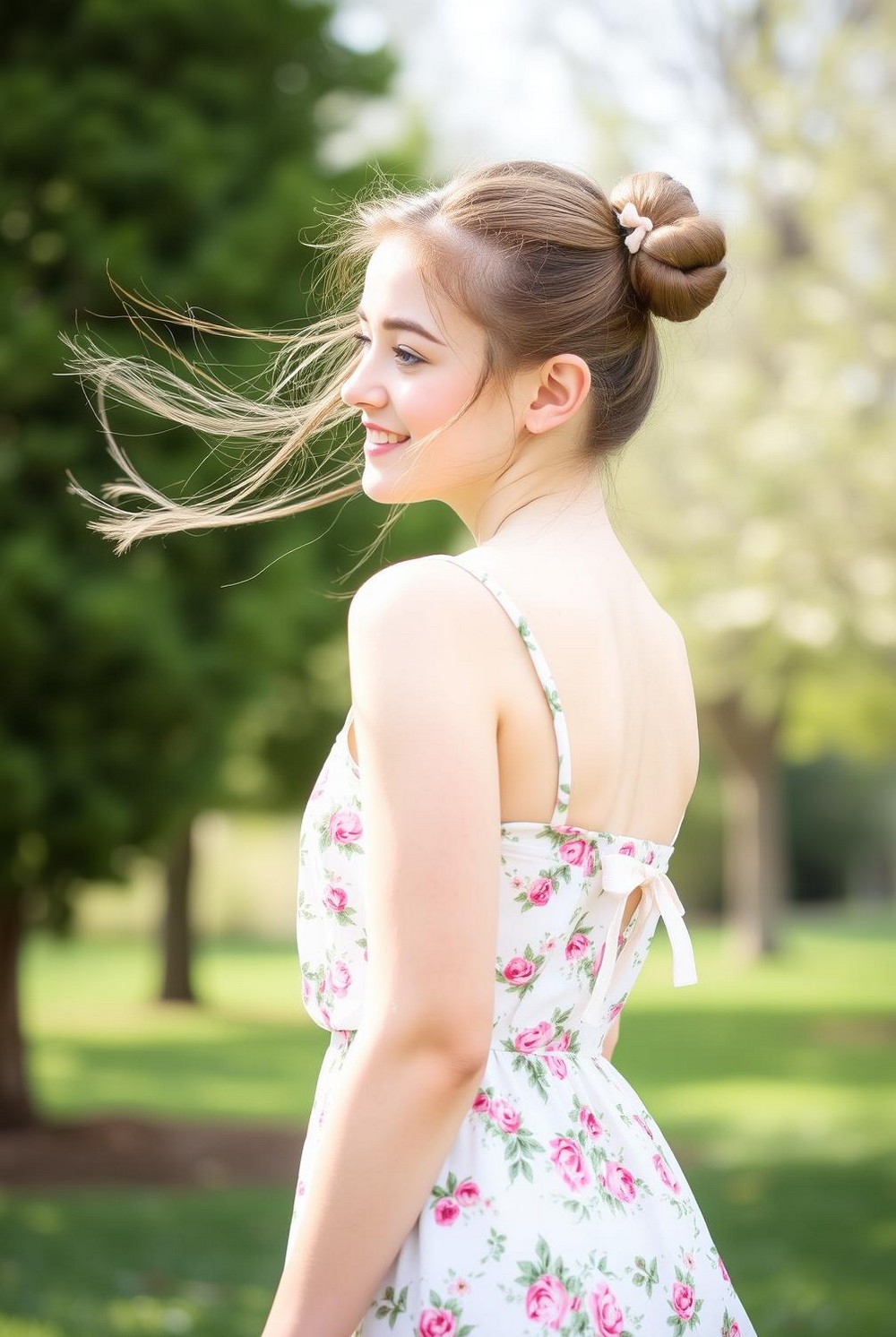 Bubble Spring Long Ponytail Hairstyle with Ribbons