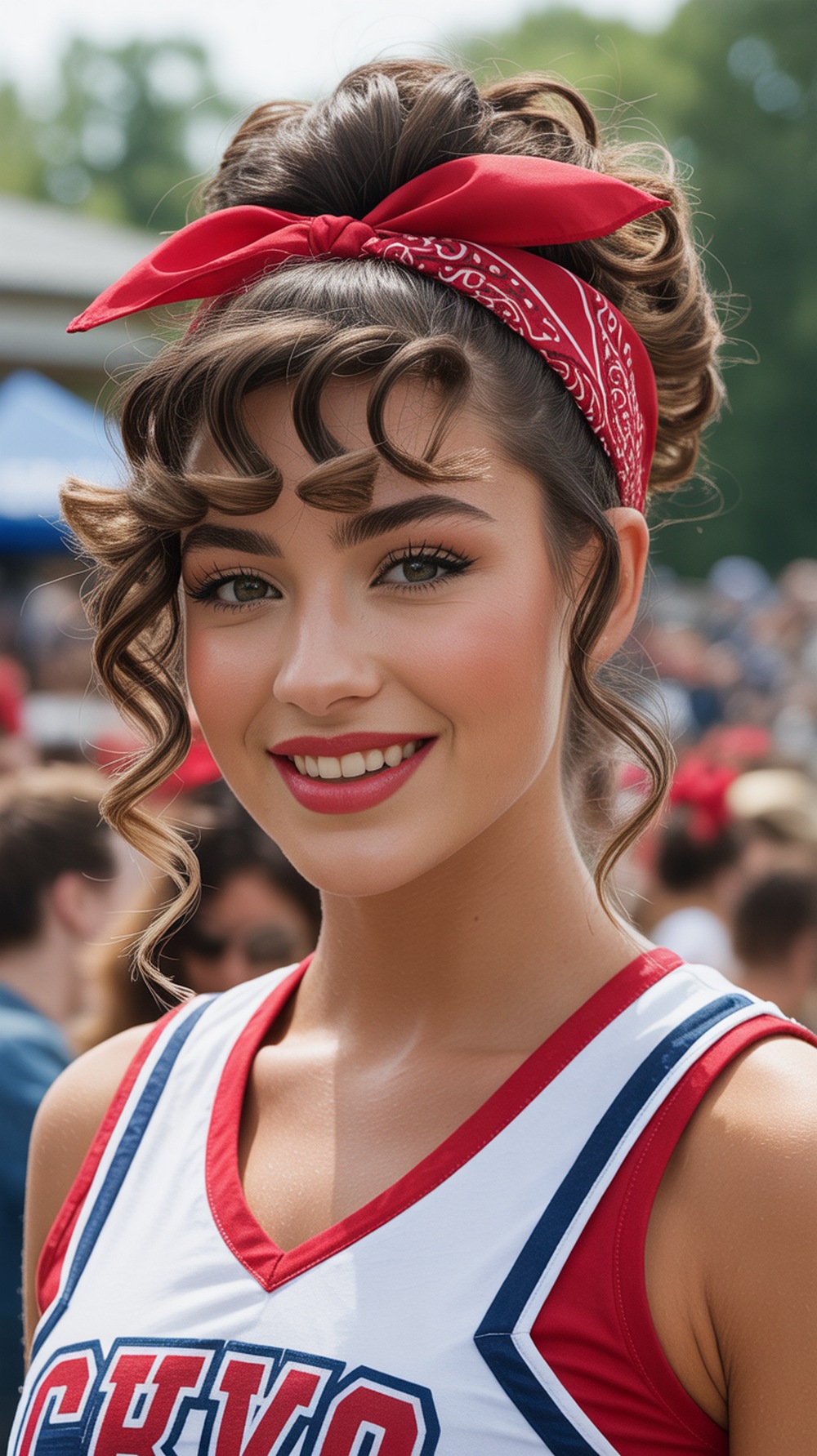 Cheer Curls with Bandana Hairstyle