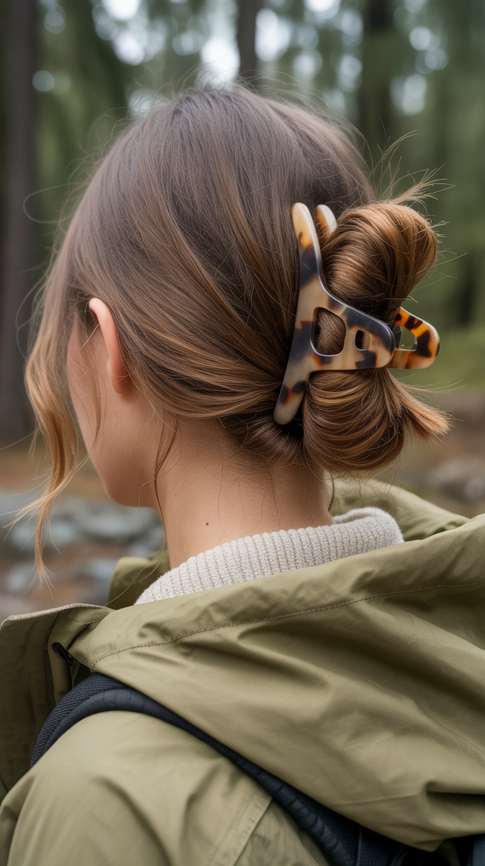 Claw Clip Low Bun Hiking Hairstyle
