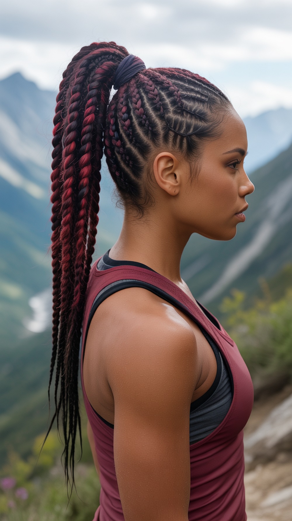 Cornrow Ponytail Hiking Hairstyle