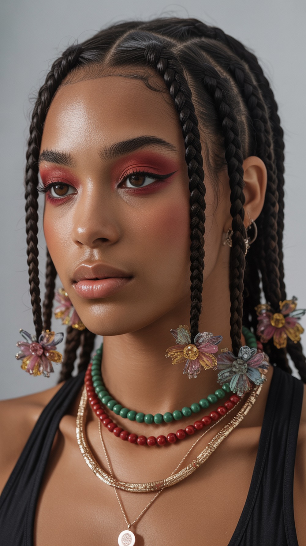 Cornrows with Floral Beads Hairstyle