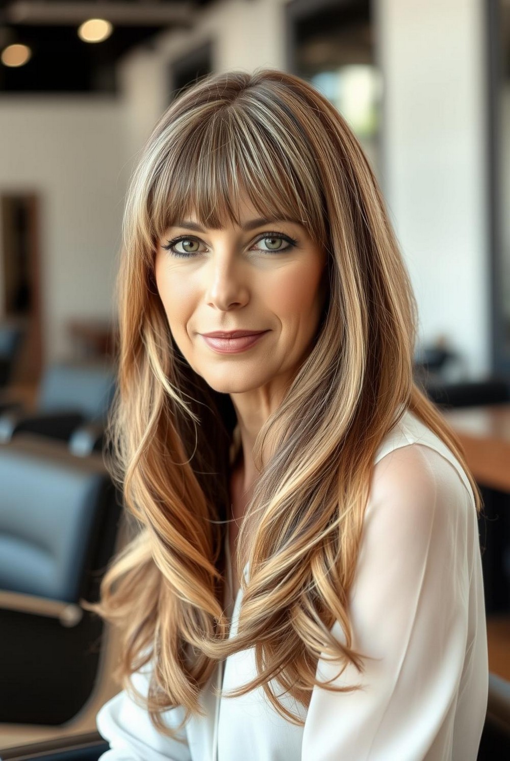 Curtain Bangs with Long Layers