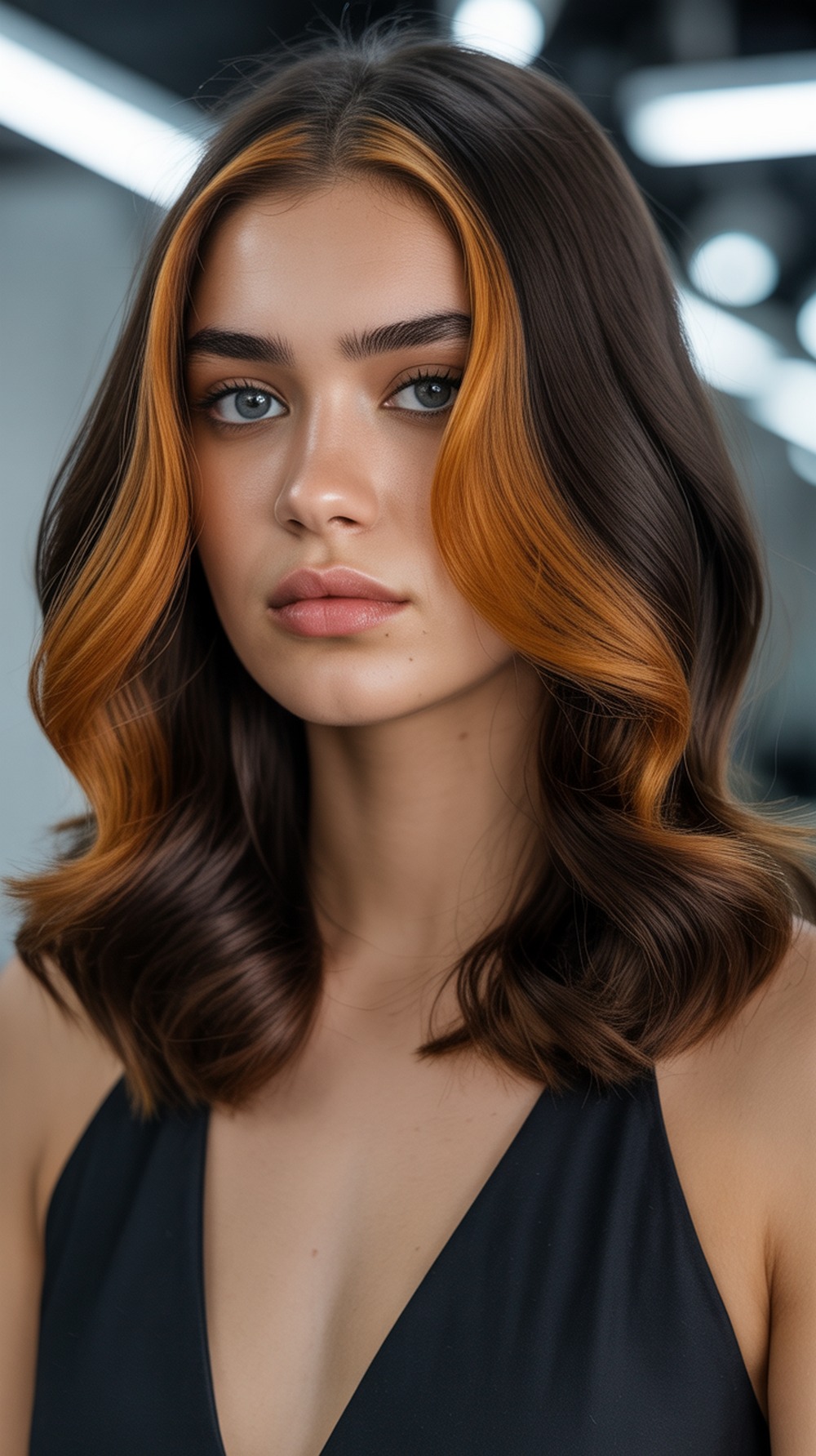 Deep Brunette with Warm Caramel Pop