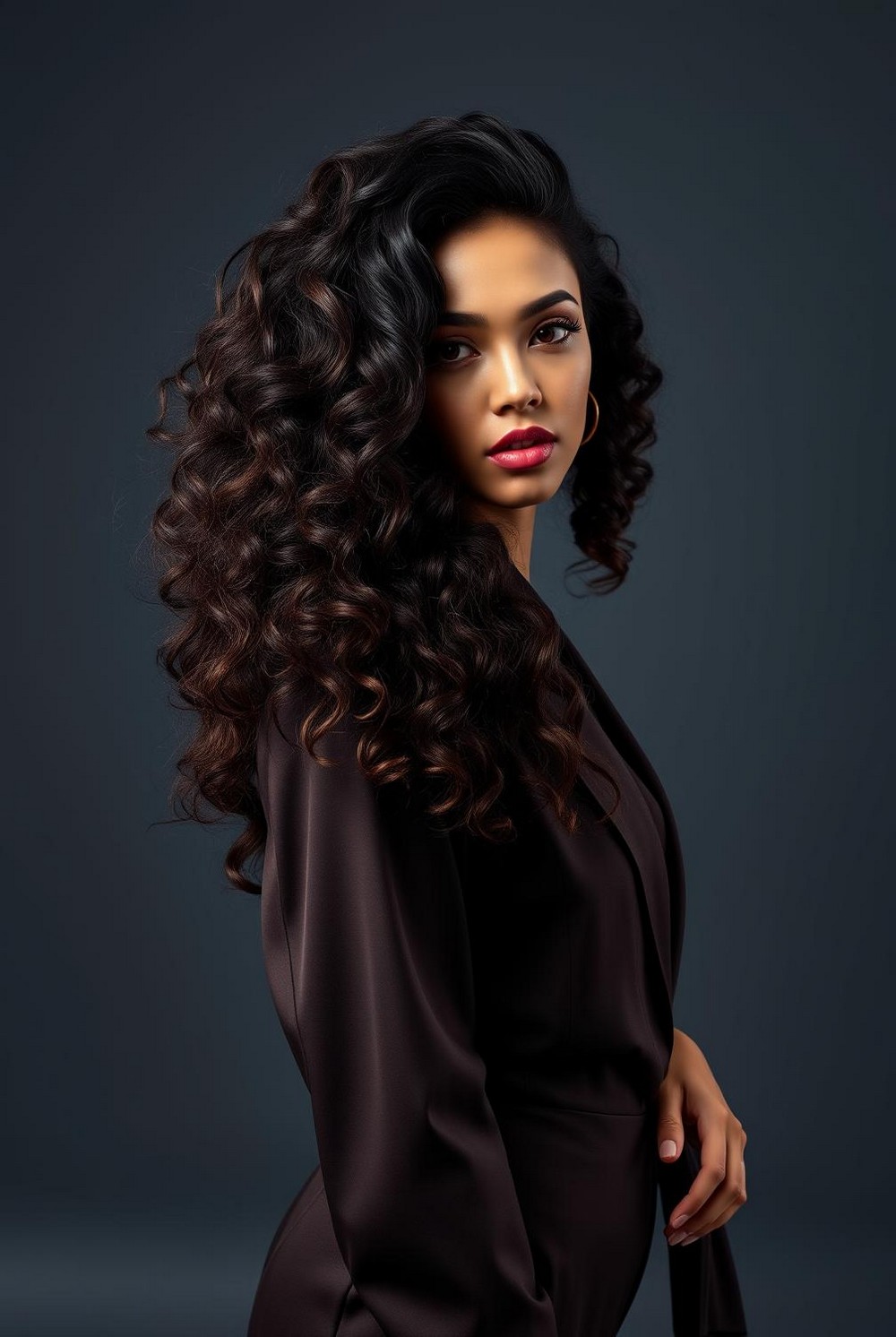 Deep Side Part Glam Curls