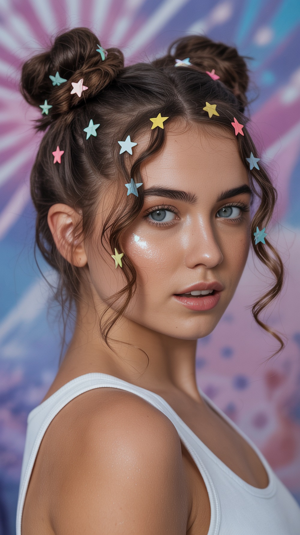 Double Buns with Star Beads