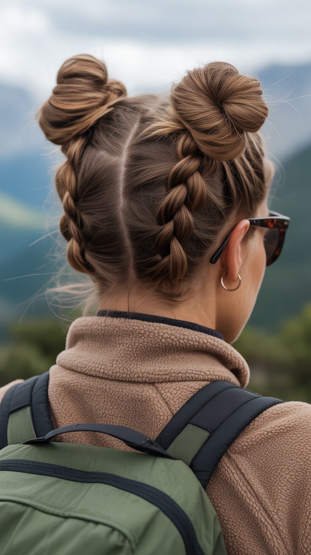 Double French Buns Hiking Hairstyle