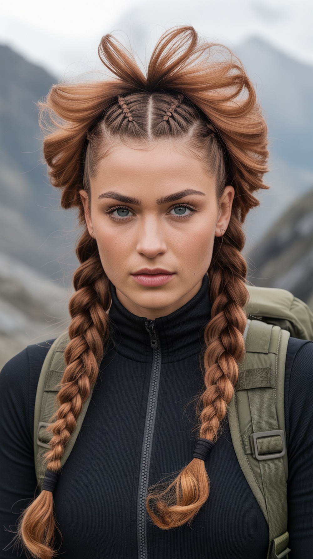 Faux Hawk Braid Hiking Hairstyle