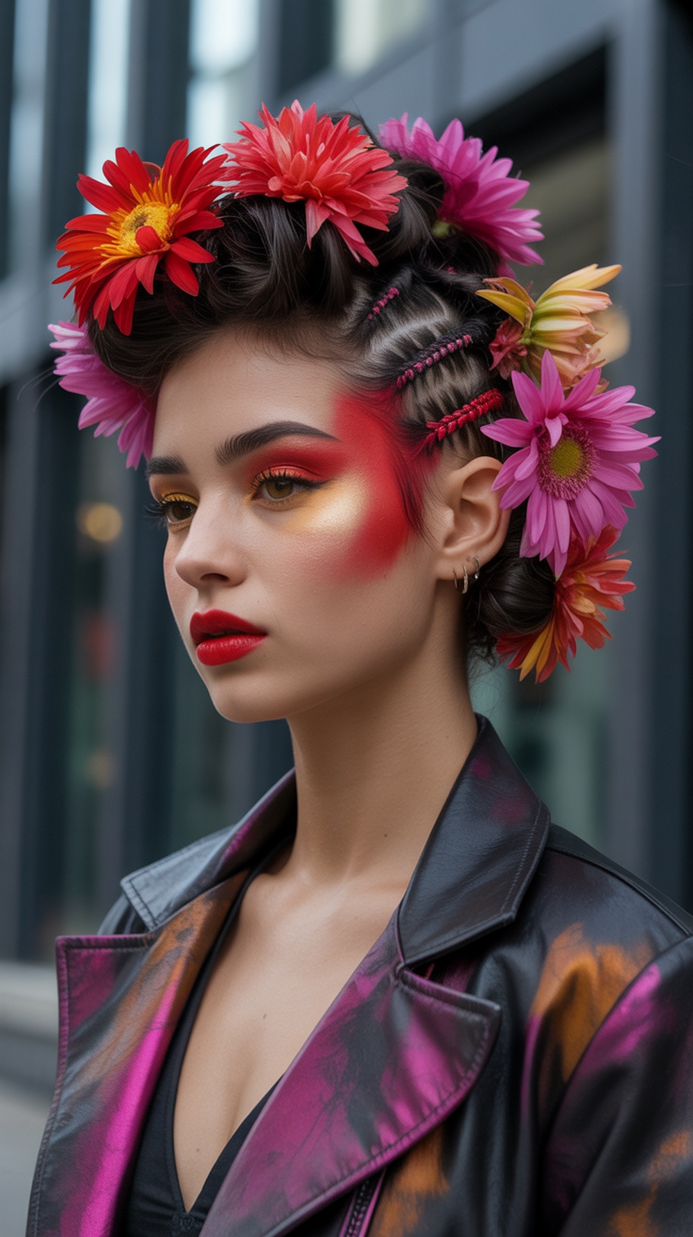 Floral Mohawk Updo Hairstyle