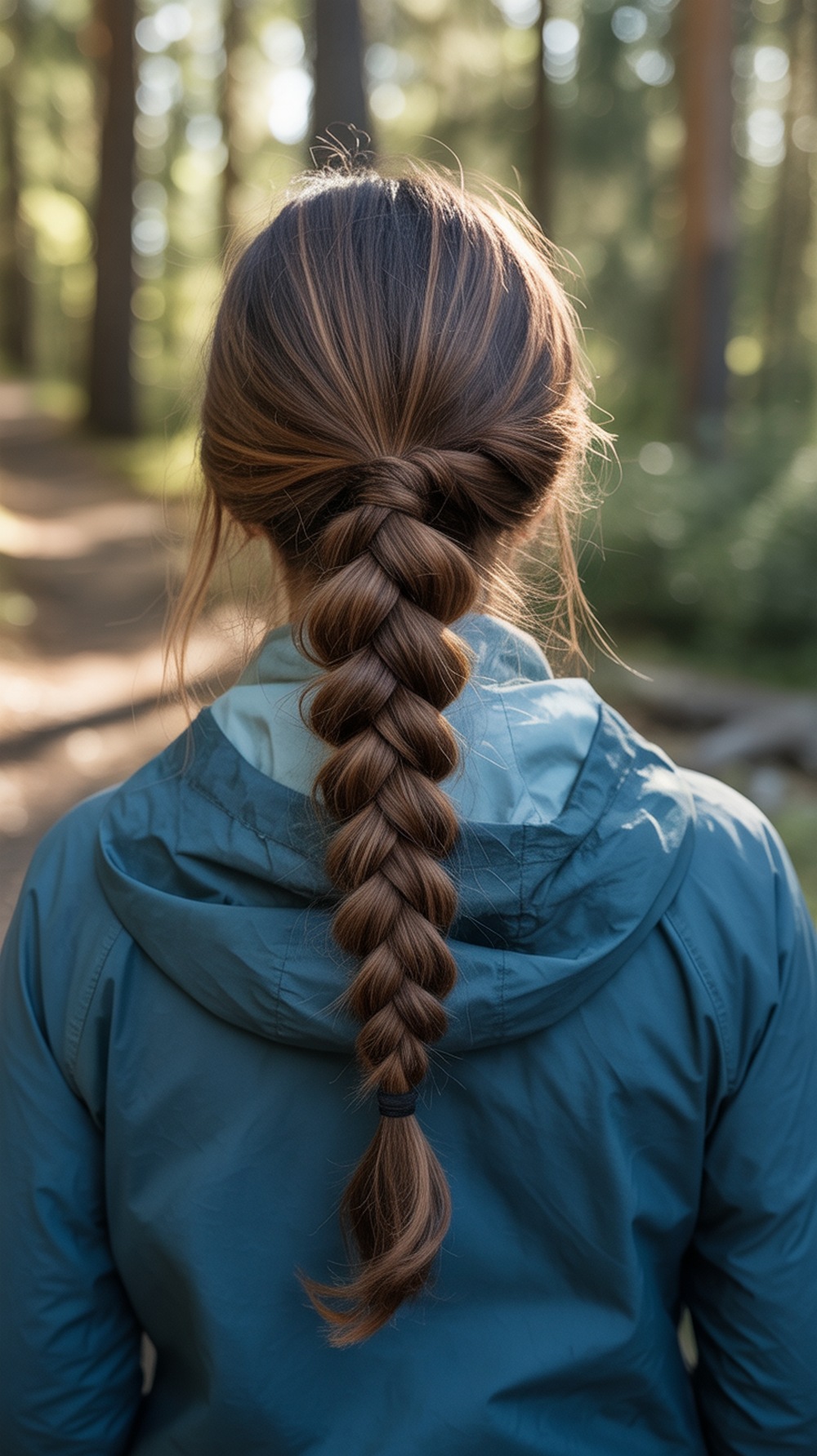 French Braid Ponytail Hiking Hairstyle
