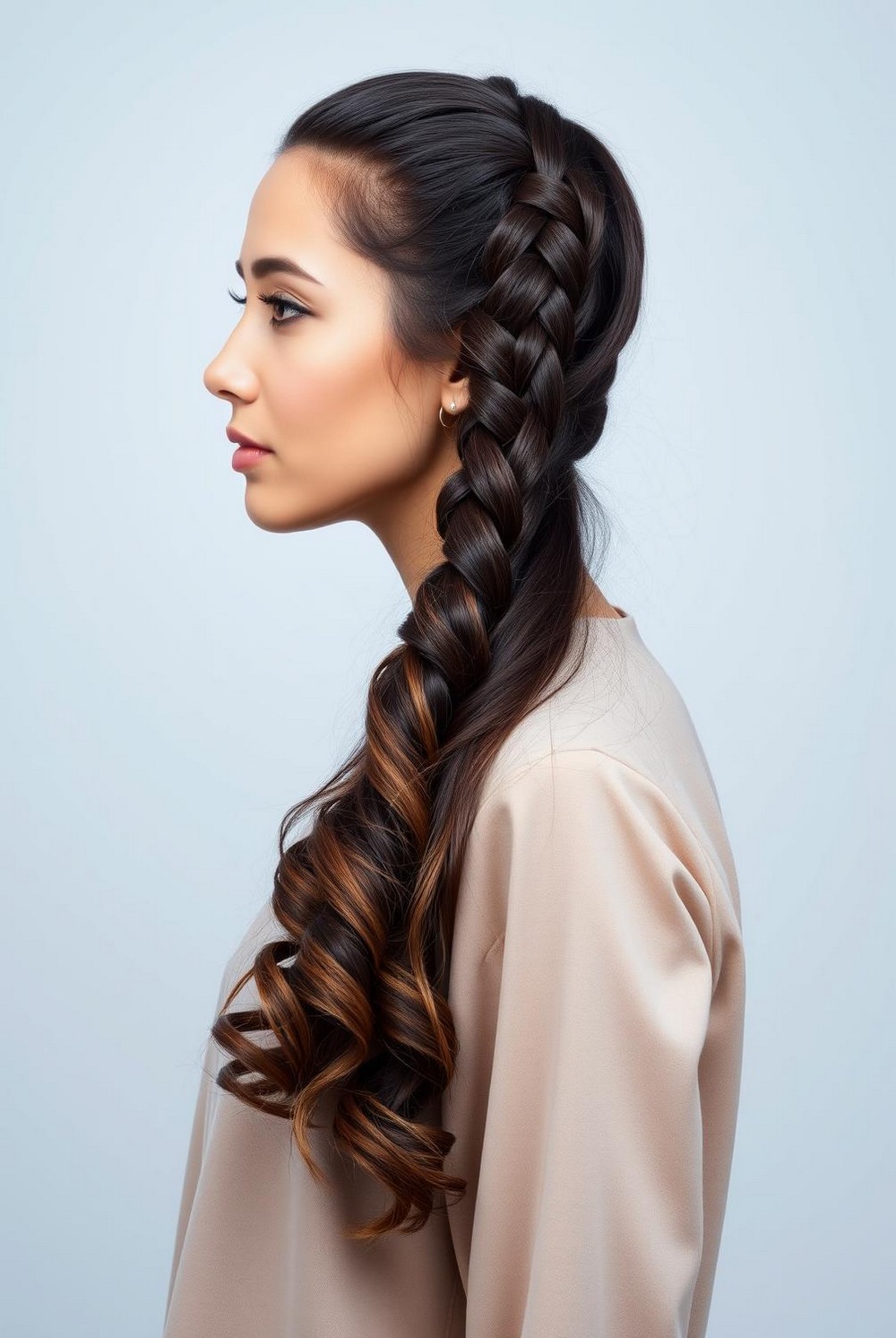 Half Braided Spring Long Ponytail Hairstyle