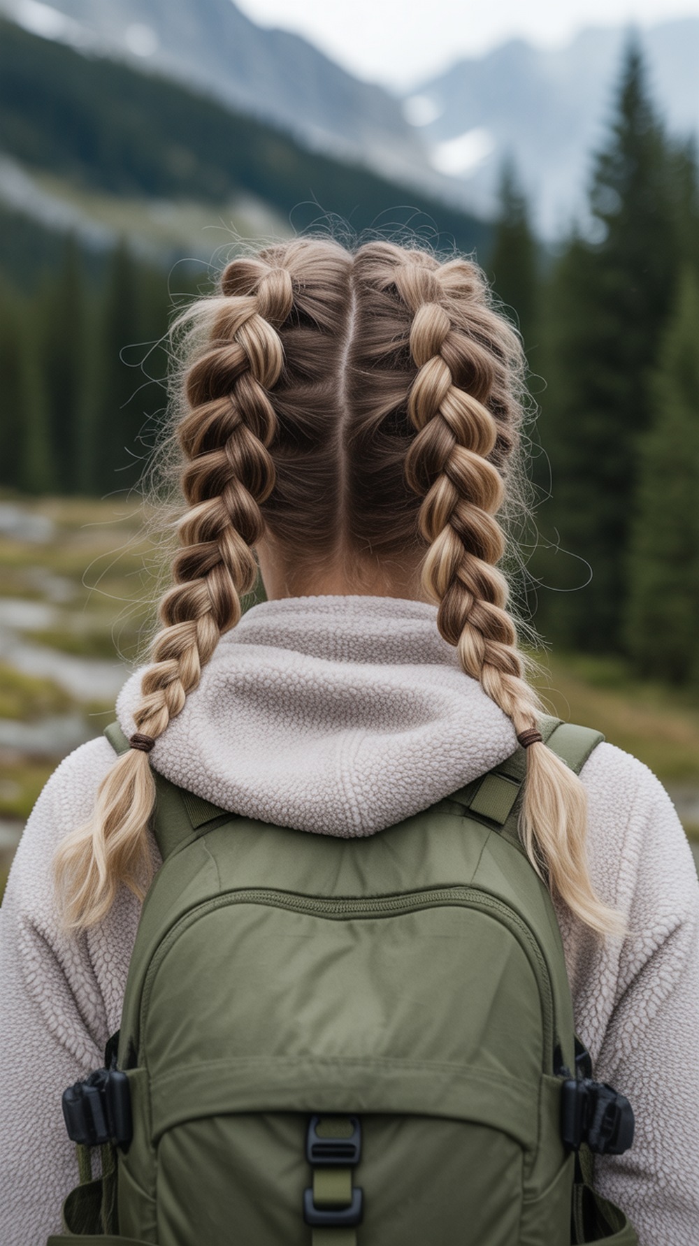 Inverted Braid Pigtails Hiking Hairstyle