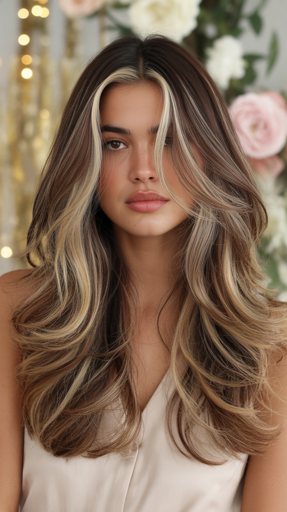 Layered Long Hair with Light Caramel Accents