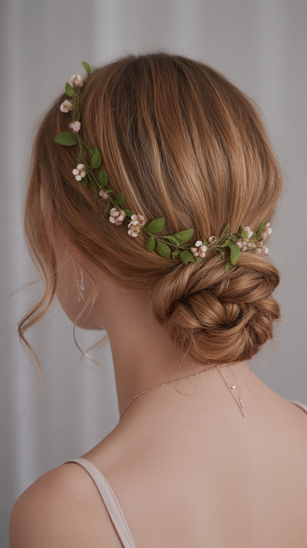 Low Chignon with Floral Vine Hairstyle
