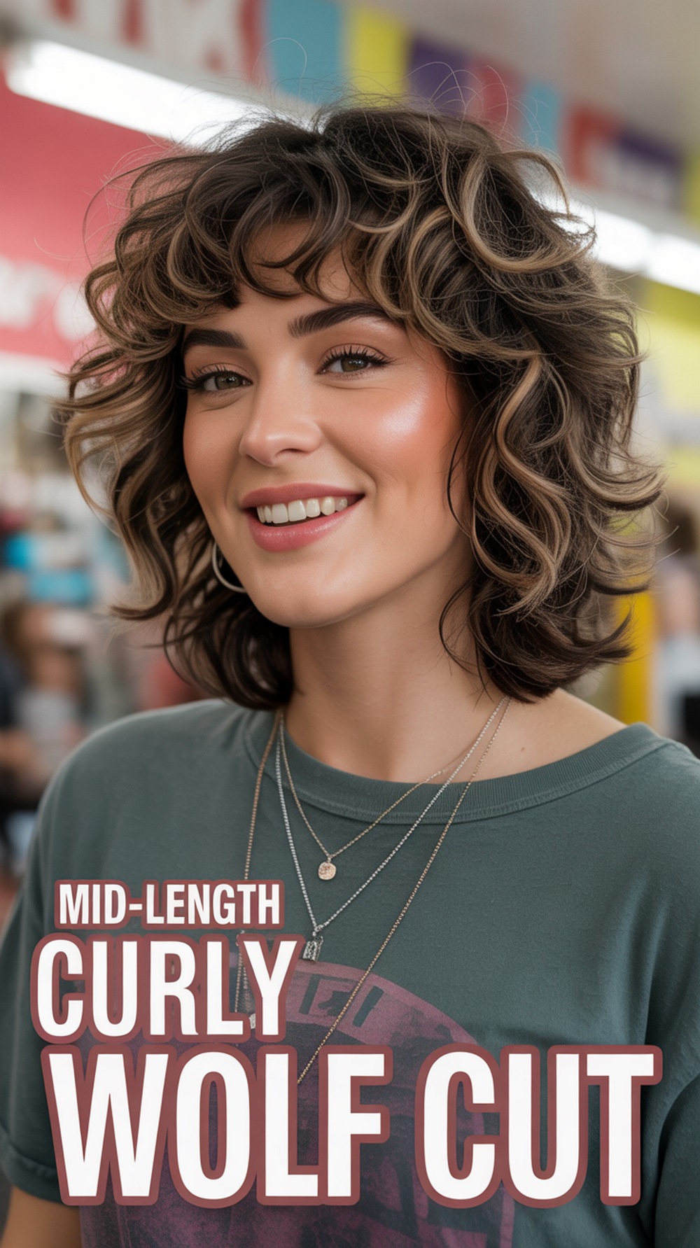 Mid Length Curly Wolf Cut