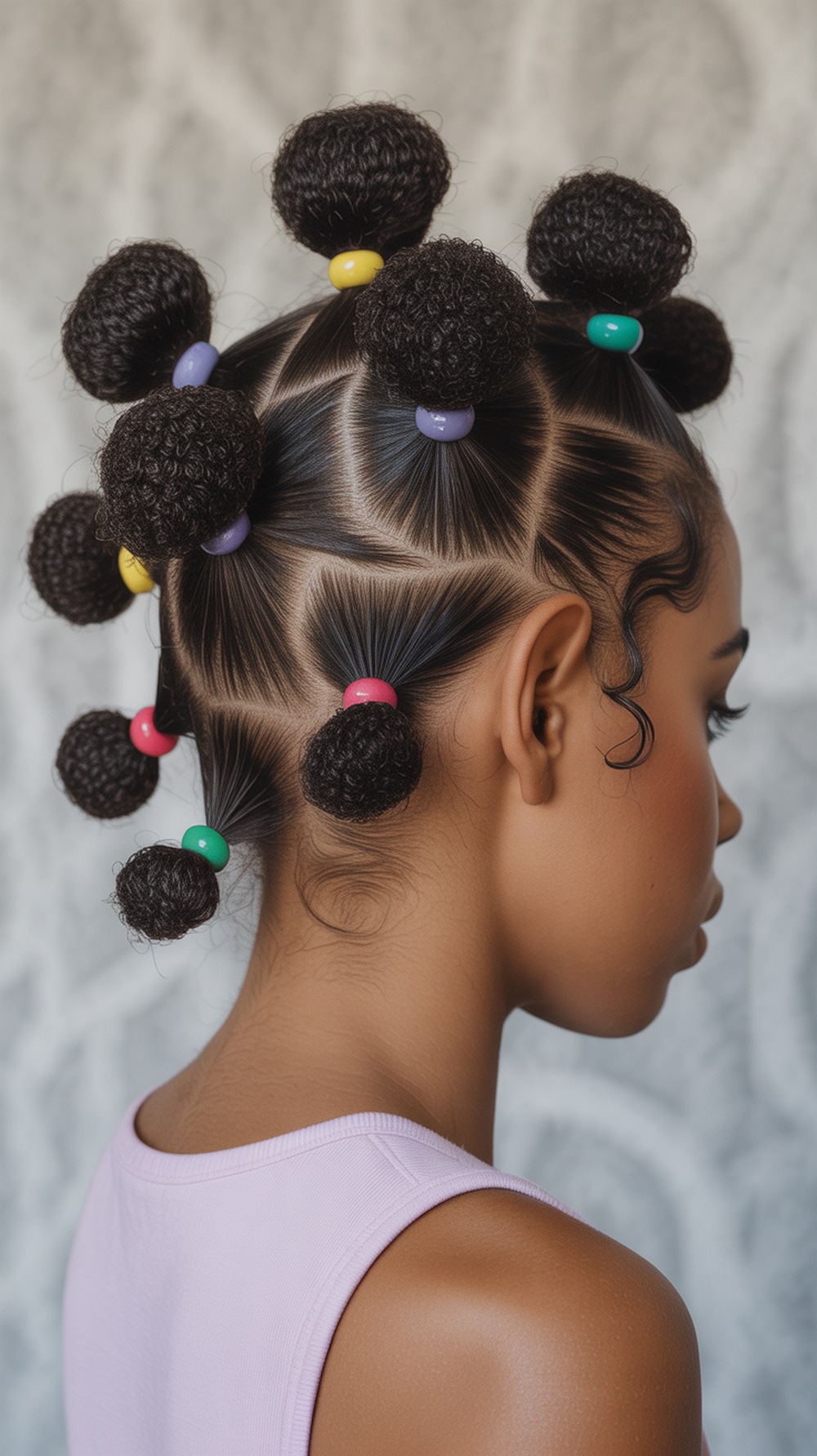 Mini Afro Buns with Beaded Parts