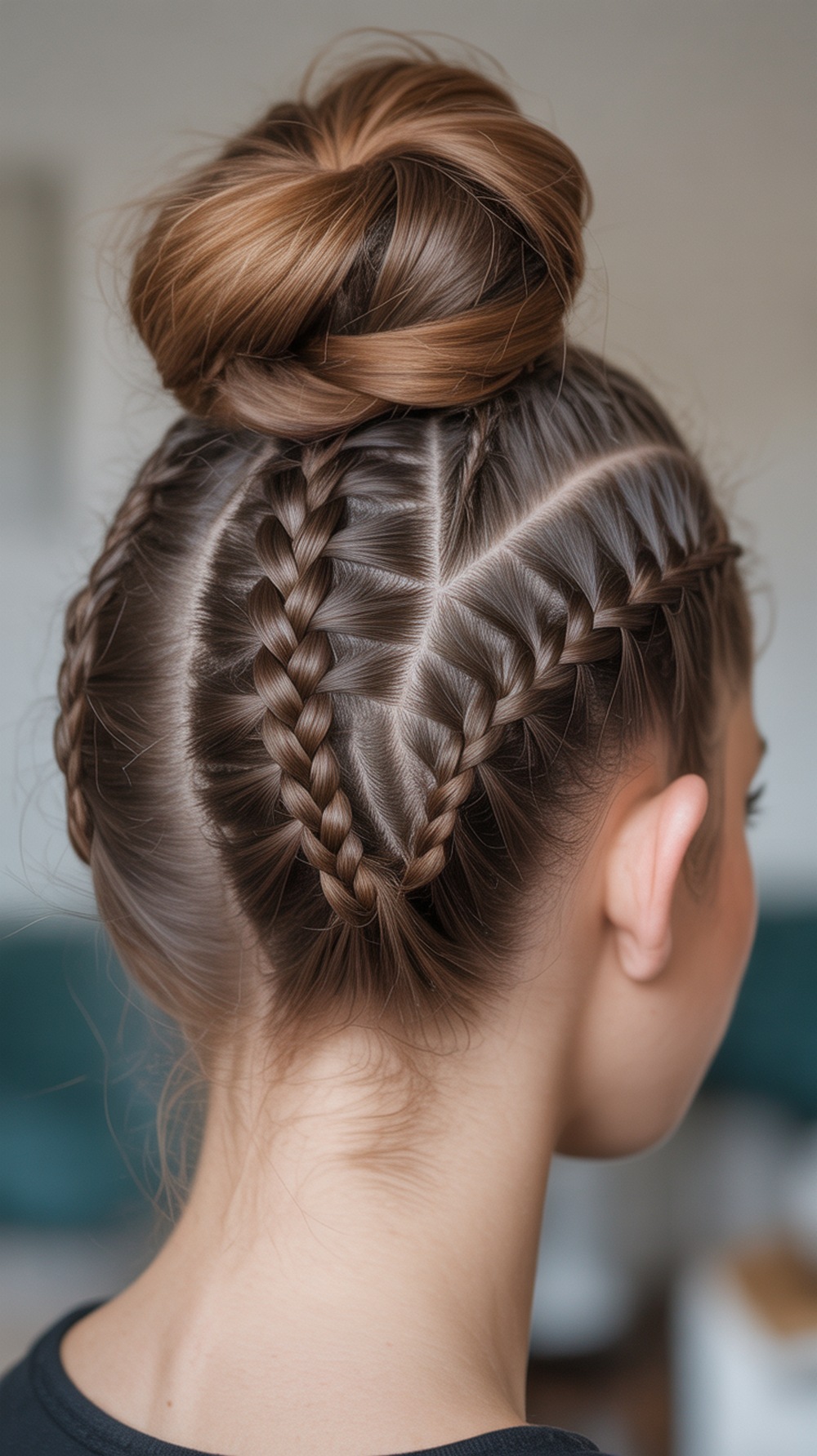 Mini Braids into Top Bun