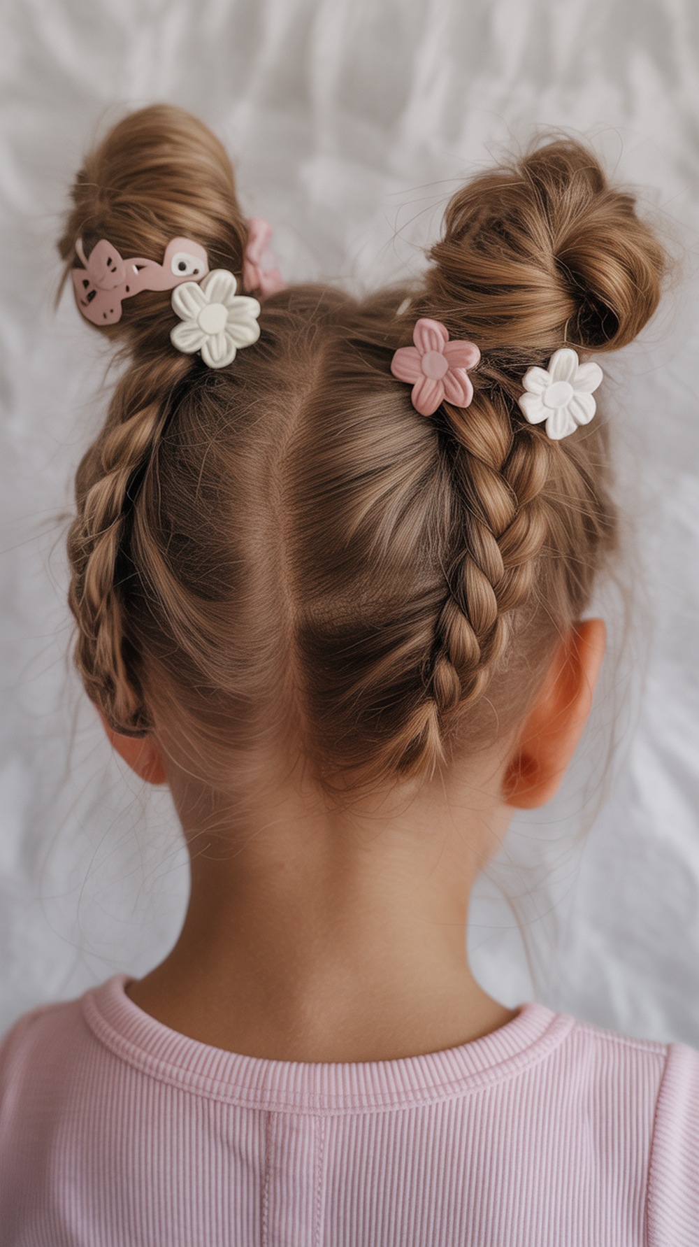 Pigtail Buns with Wrapped Braids
