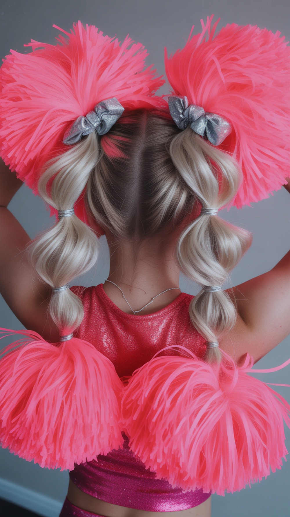 Pom Pom Pigtails Cheer Hairstyle