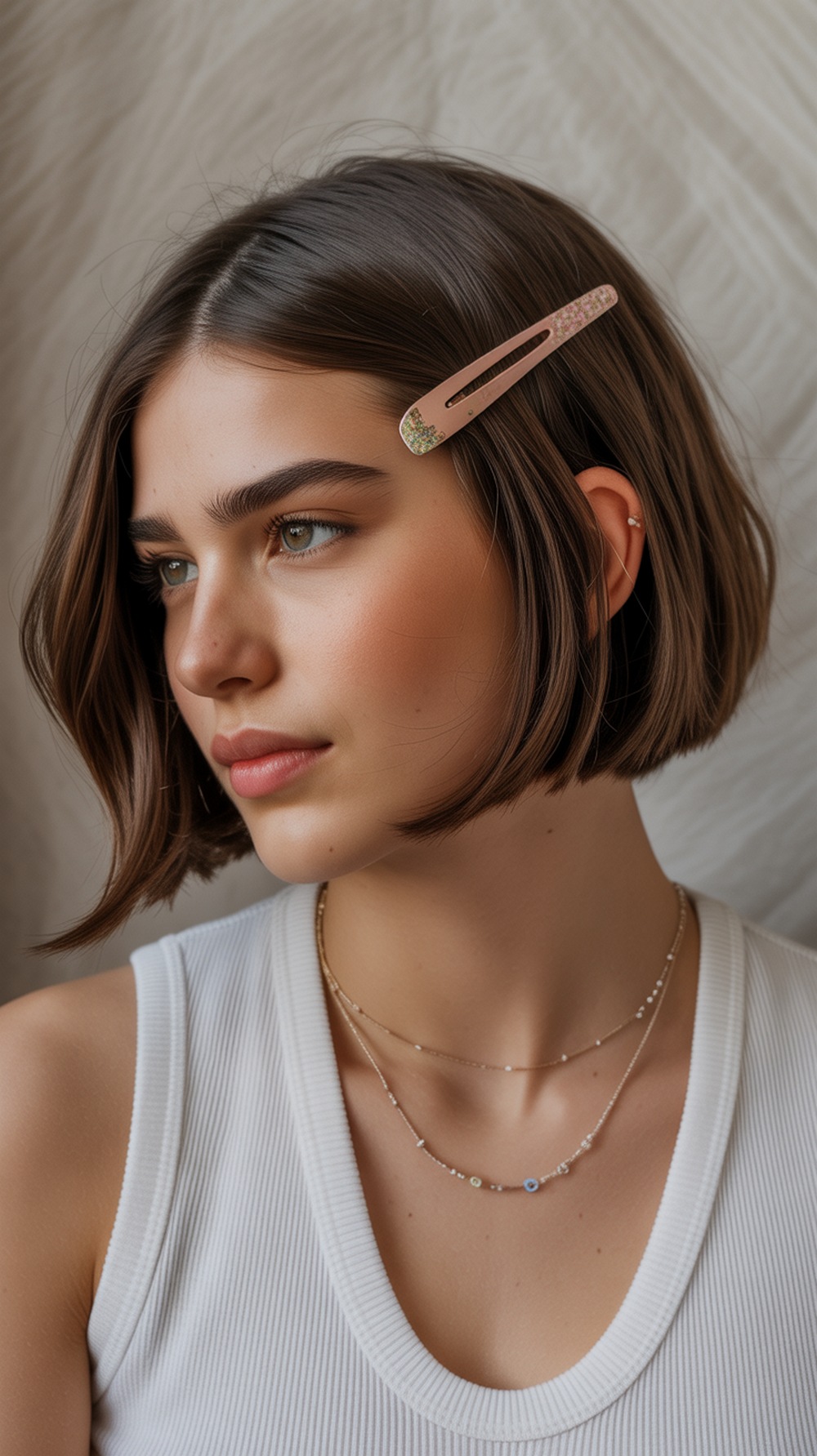 Short Bob with Side Clip Accent