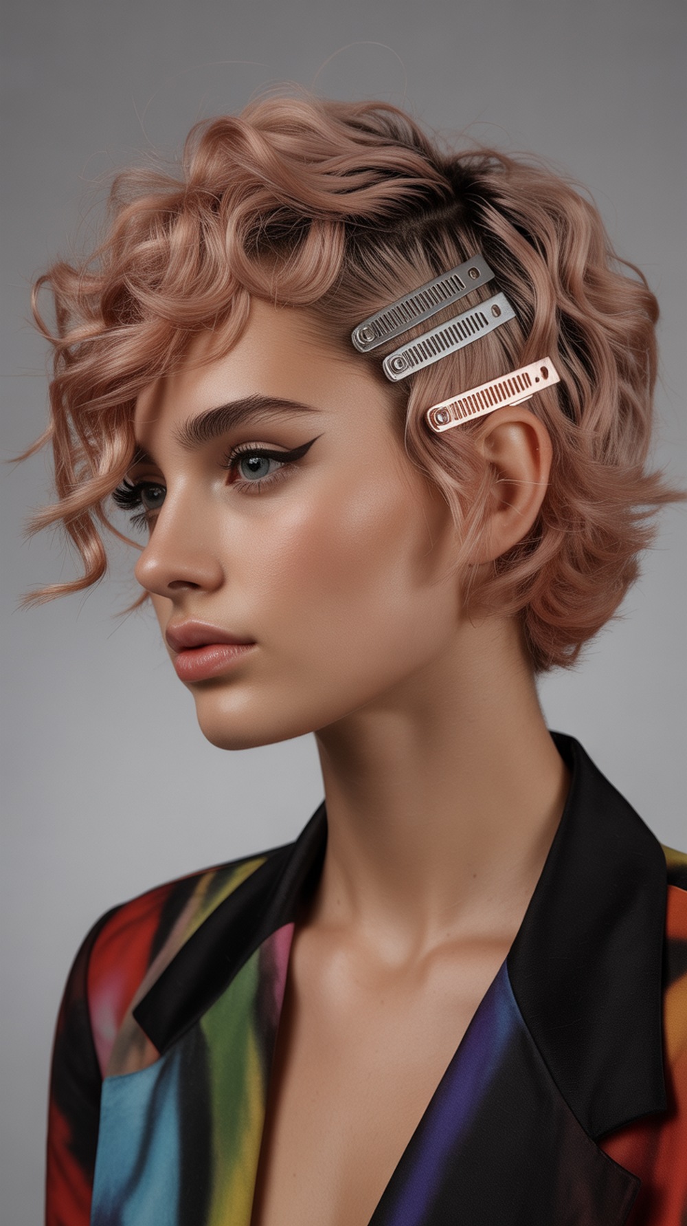 Short Curls with Maetallic Snap Clips