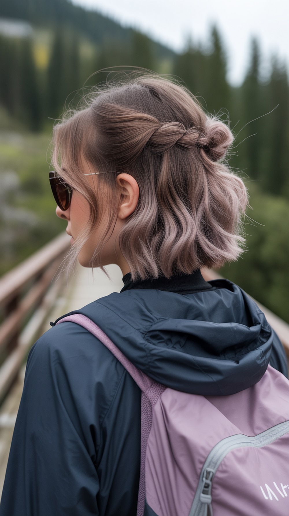 Short Hair Half Up Twist Hiking Hairstyle