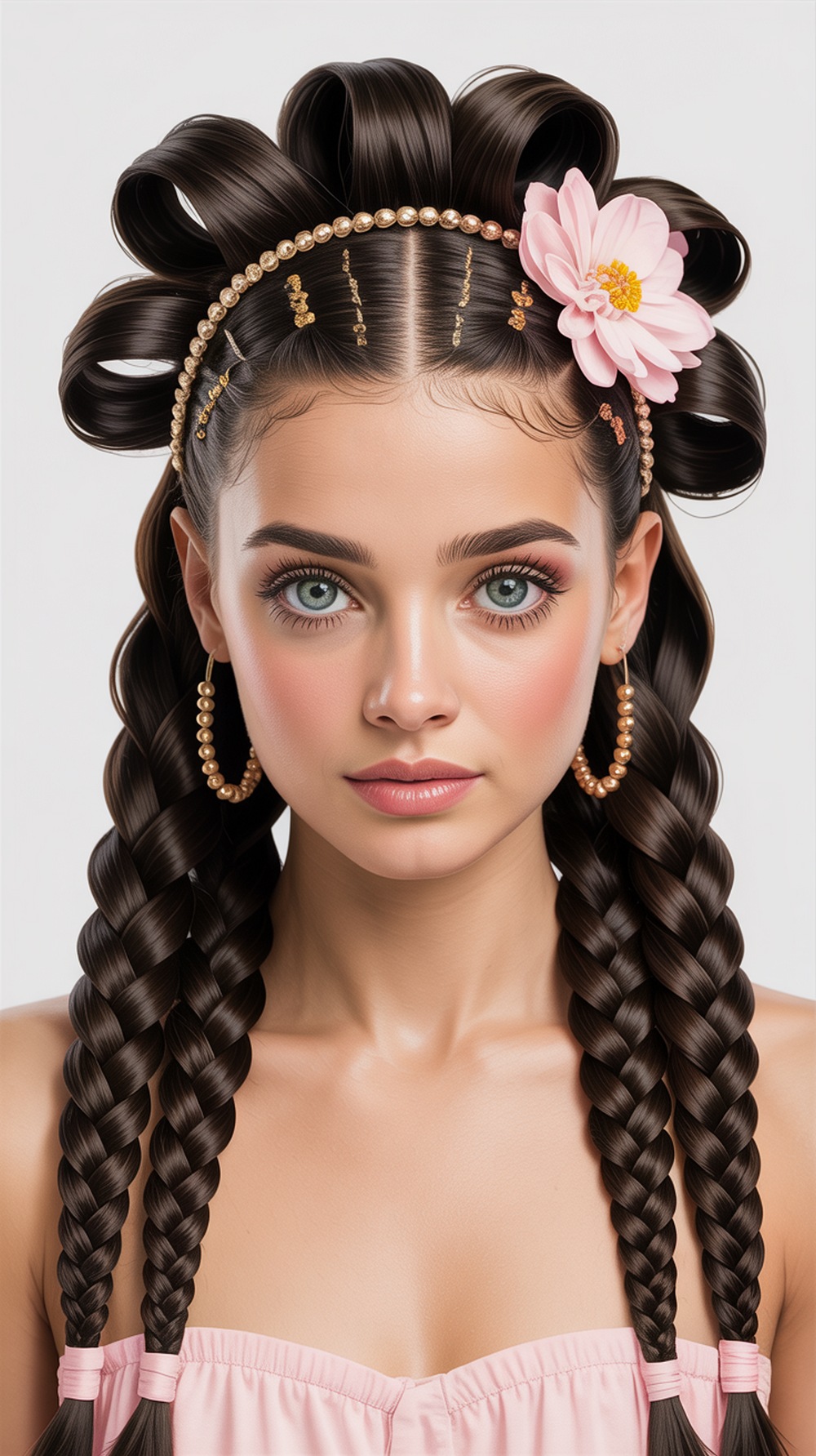 Side Cornrows with Curls