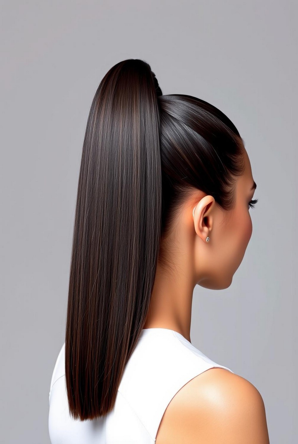 Sleek High Ponytail with Wrapped Base