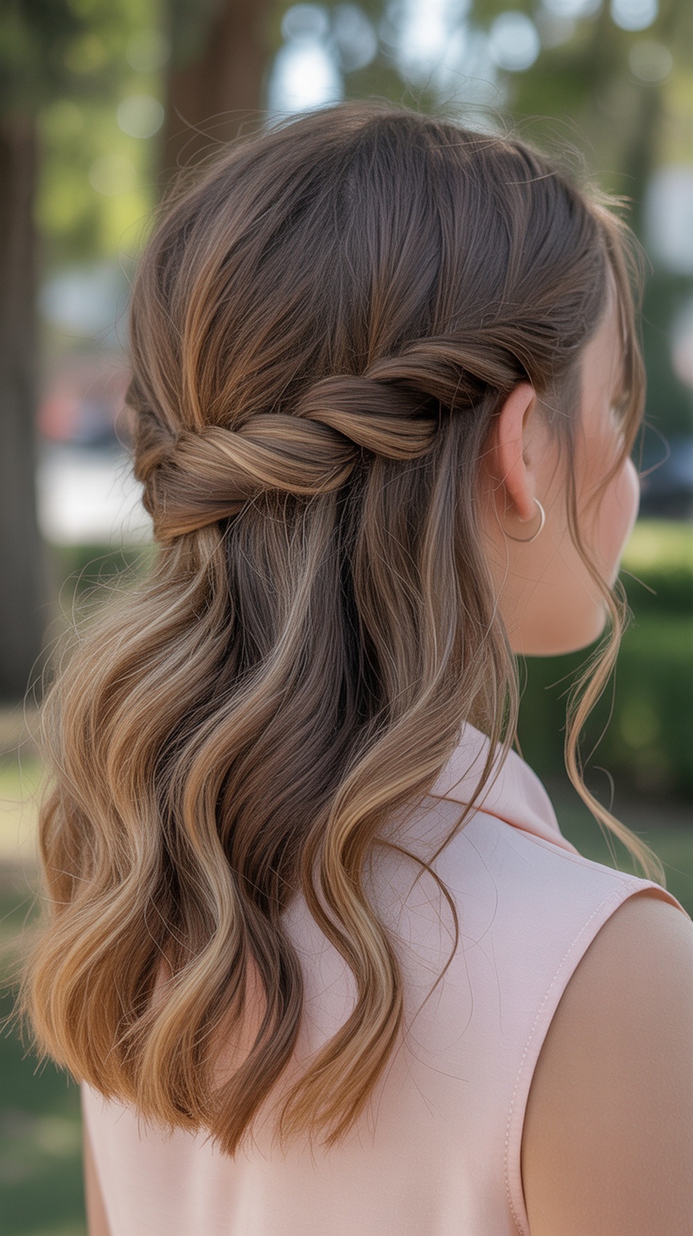Soft Twist Back Half Updo