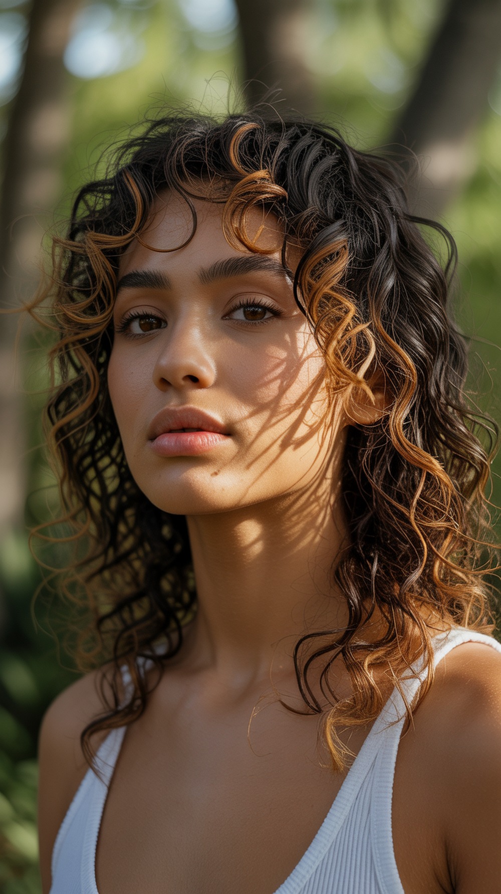 Sunlit Caramel Pieces on Dark Curls