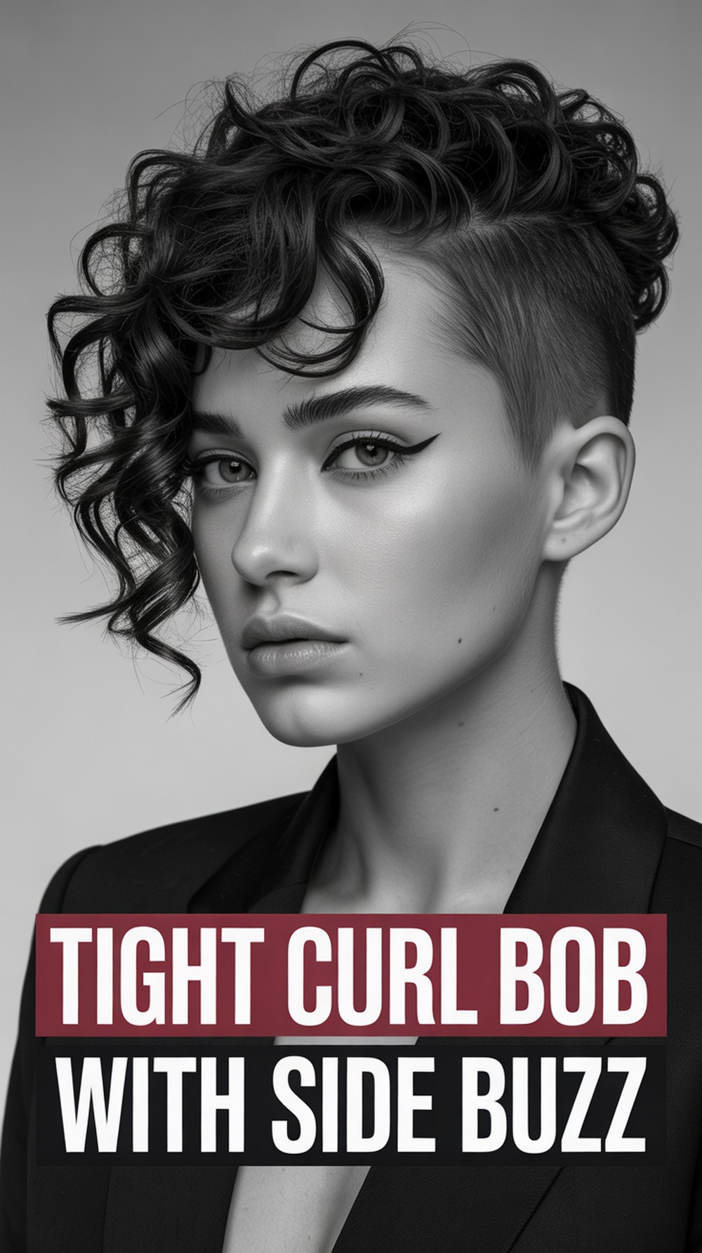 Tight Curl Bob with Side Buzz
