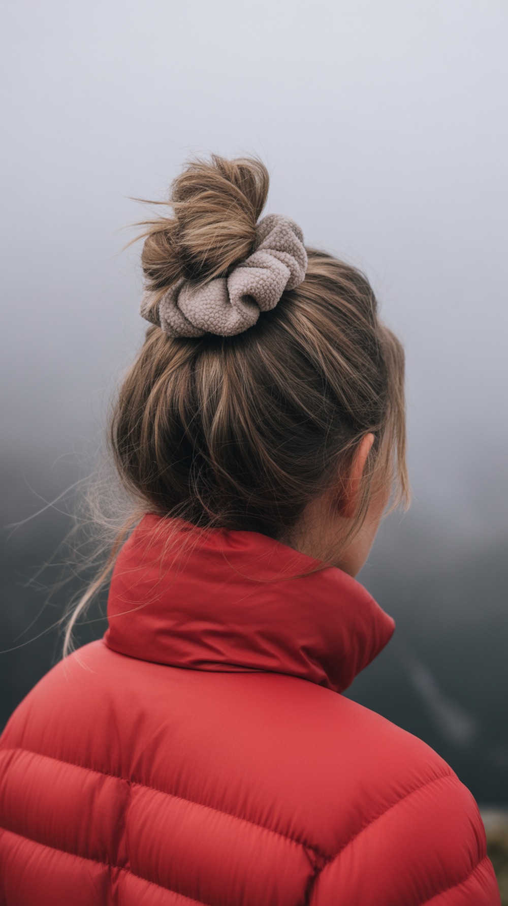 Top Knot with Scrunchie Hiking Hairstyle