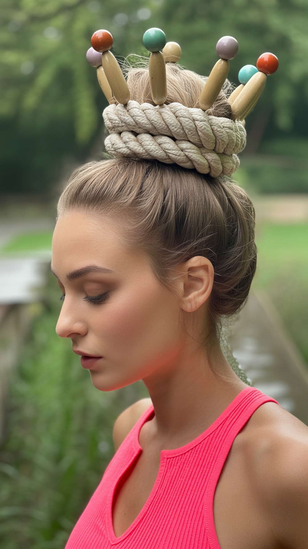 Top Puff with Rope Braid and Beads