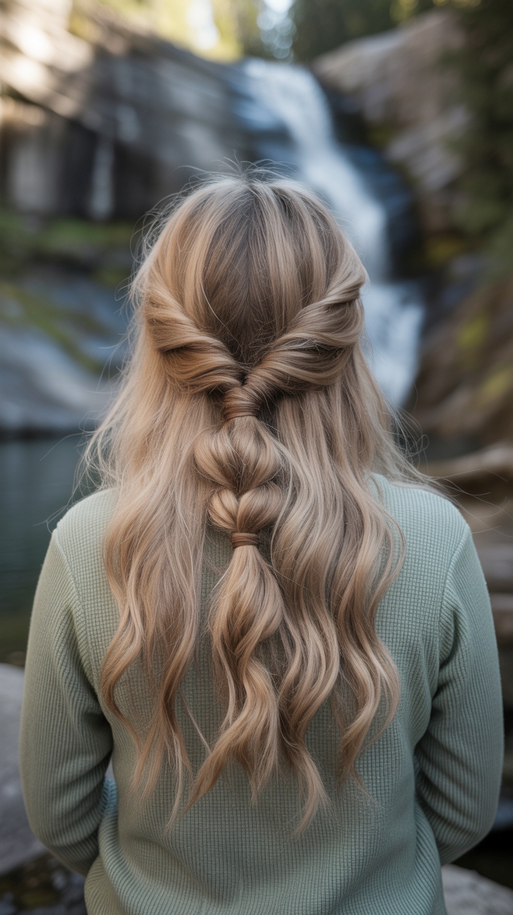 Twisted Half Updo Hiking Hairstyle