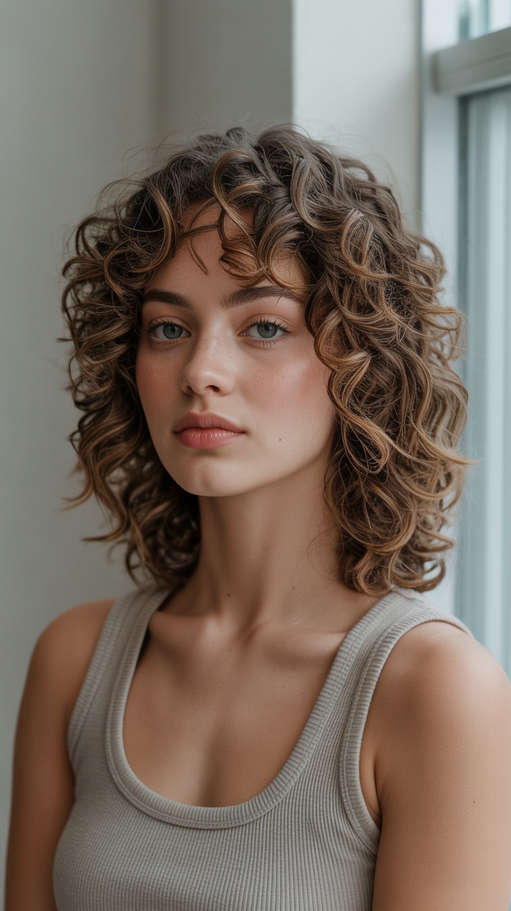 Curly Midi with Sculpted Layers