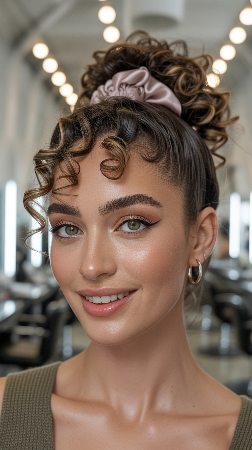 Curly Pineapple Half Up