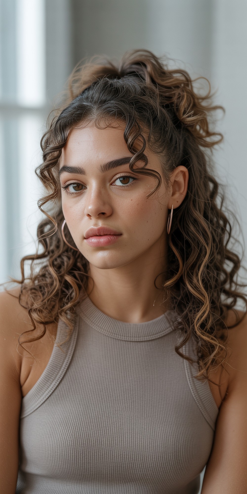 Curly Pineapple Half Up