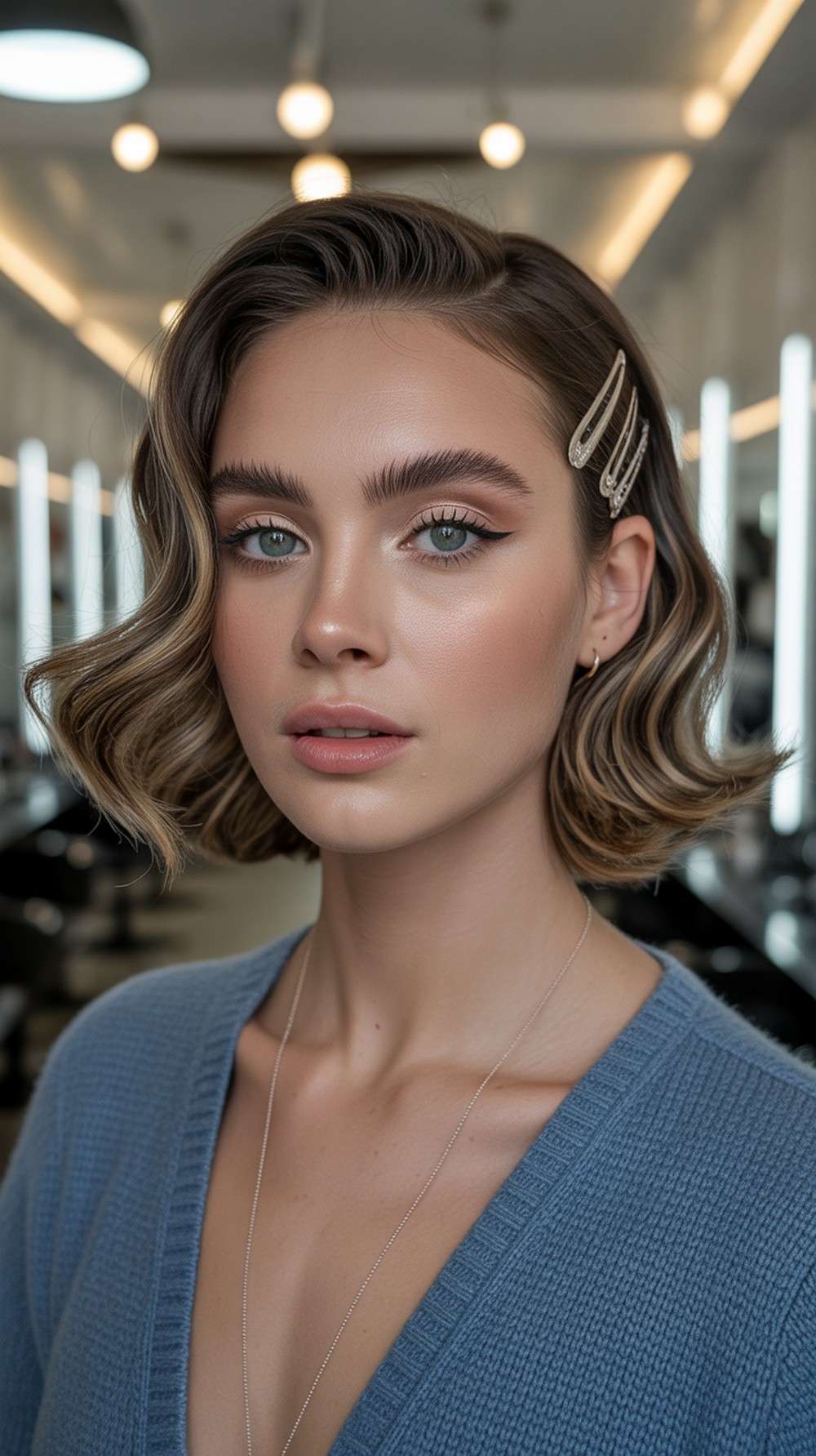 Half Up Barrette Waves