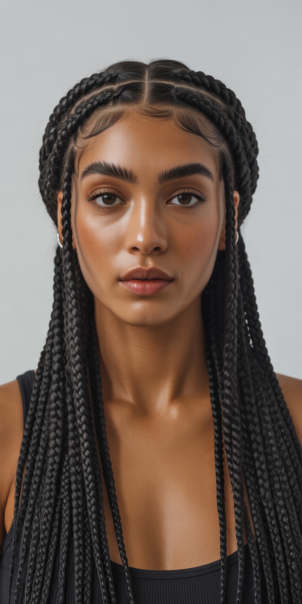 Knotless Box Braids Bun Hairstyle