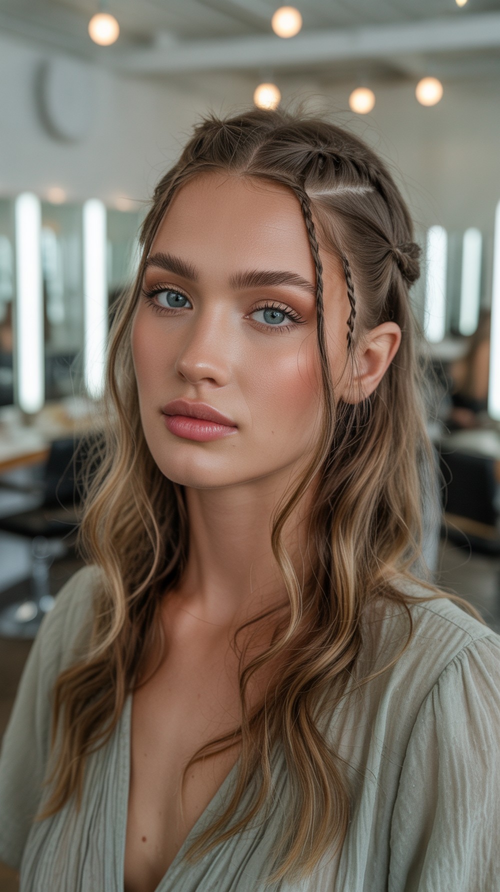Loose Boho Waves with Tiny Braids