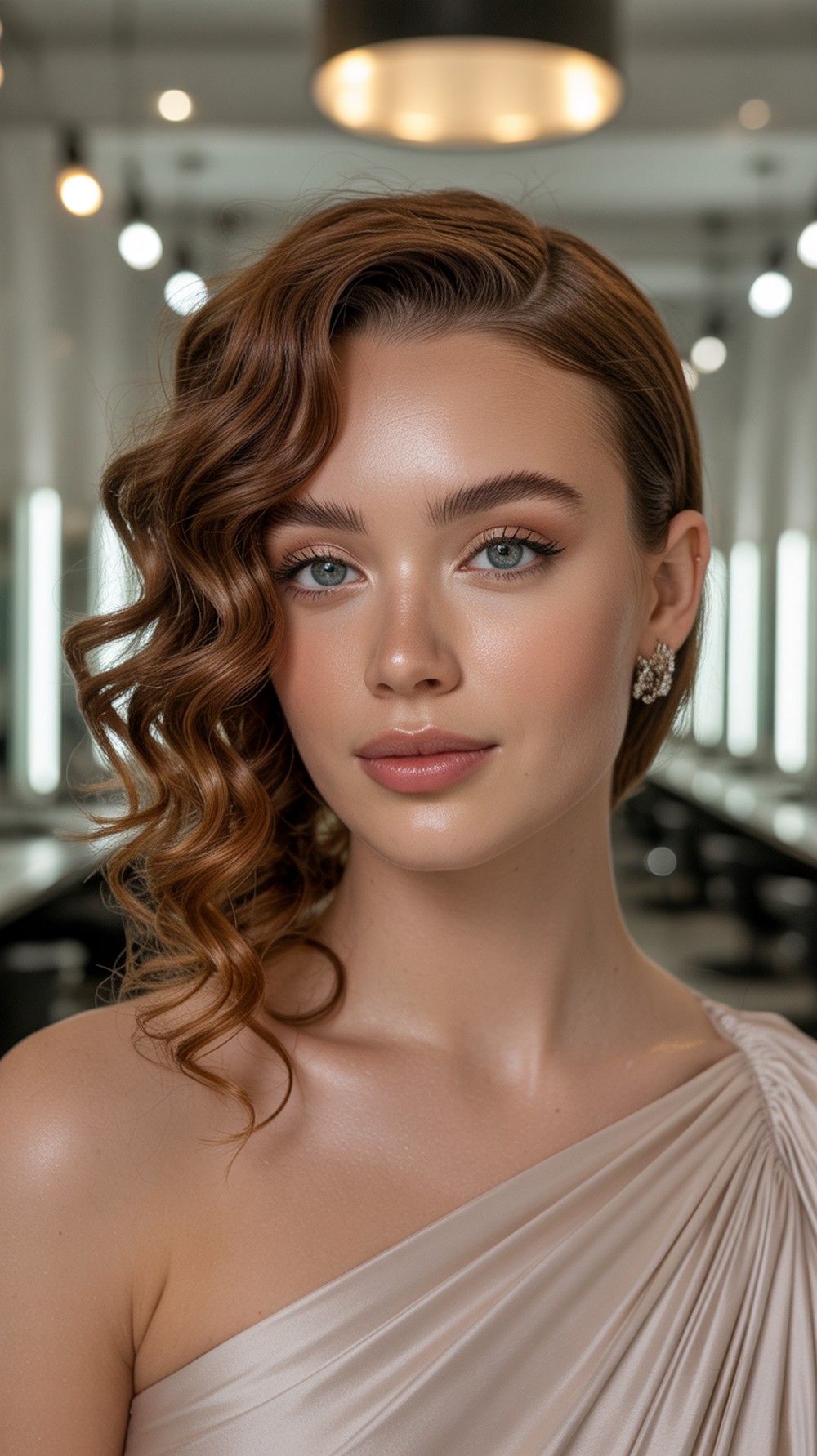 Side Swept Spiral Curls