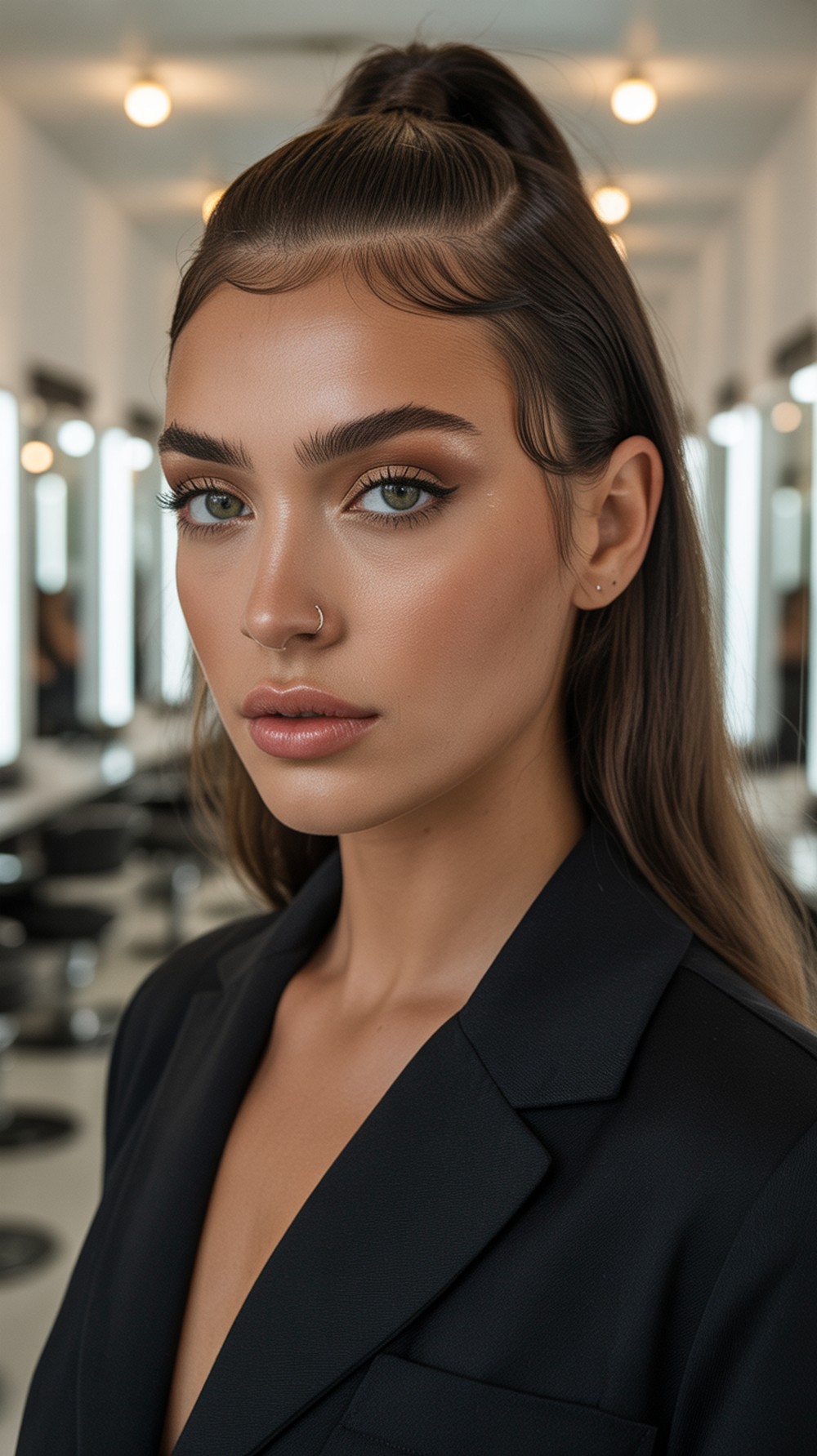 Sleek Center Part Ponytail