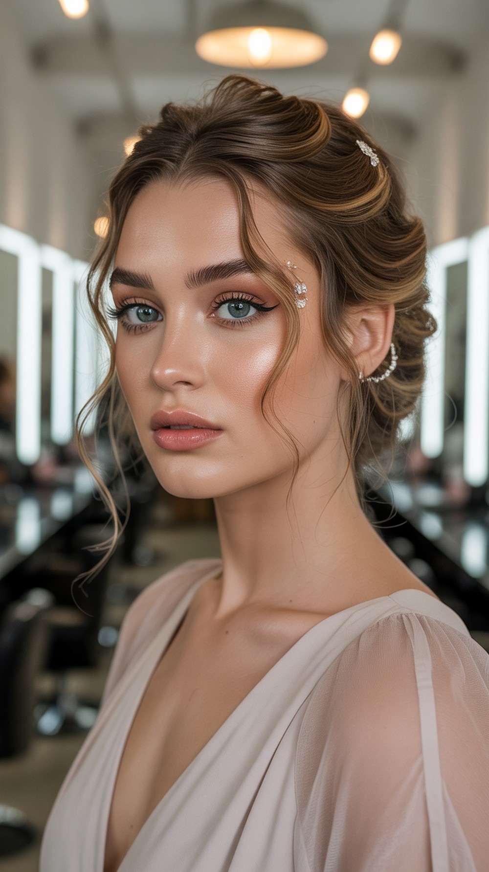 Soft Textured Updo with Tendrils