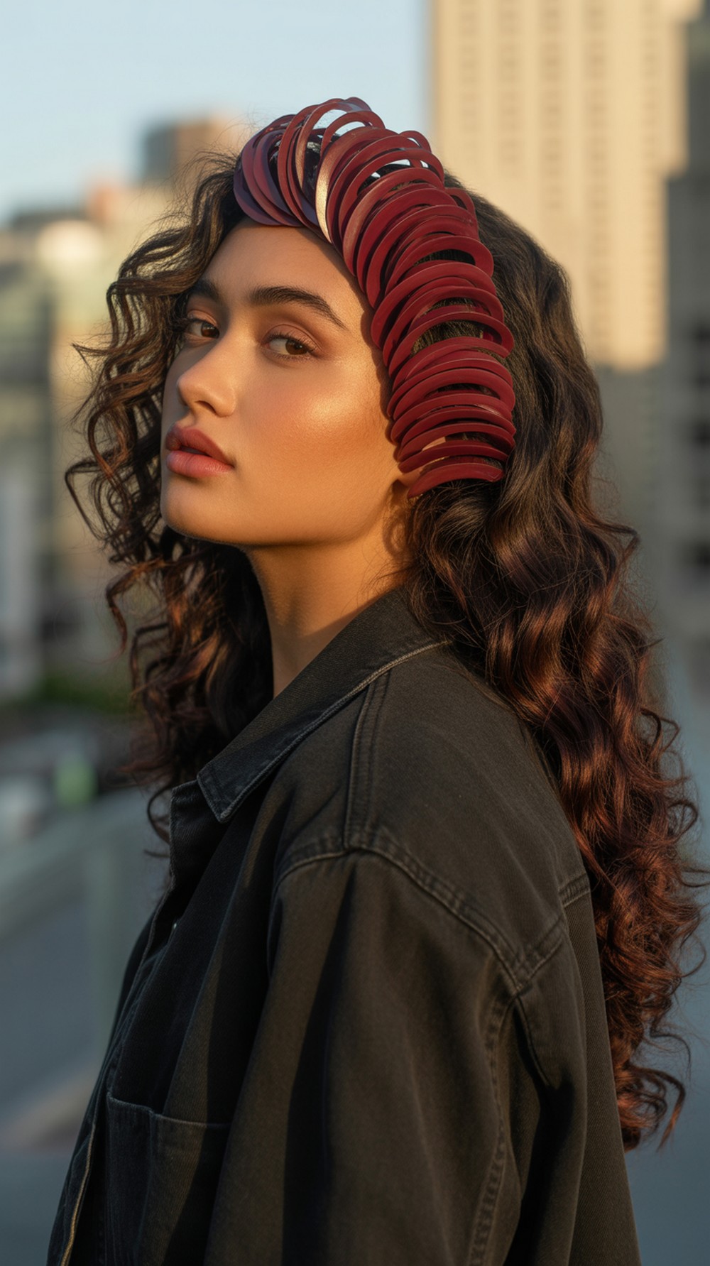 Blood-Red Money Piece with Loose Curls