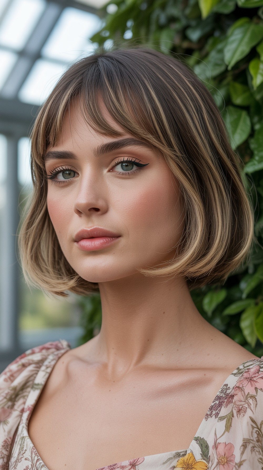 Collarbone Lob with Curtain Bangs