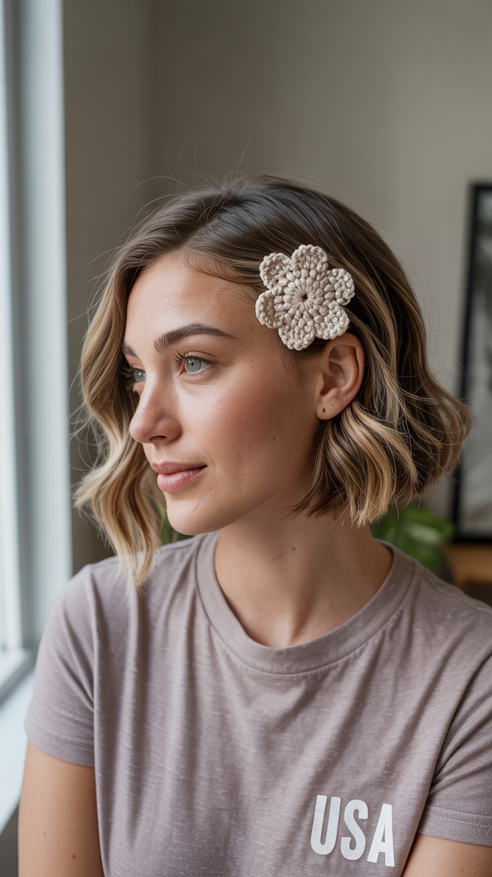 Crochet Flower Clip