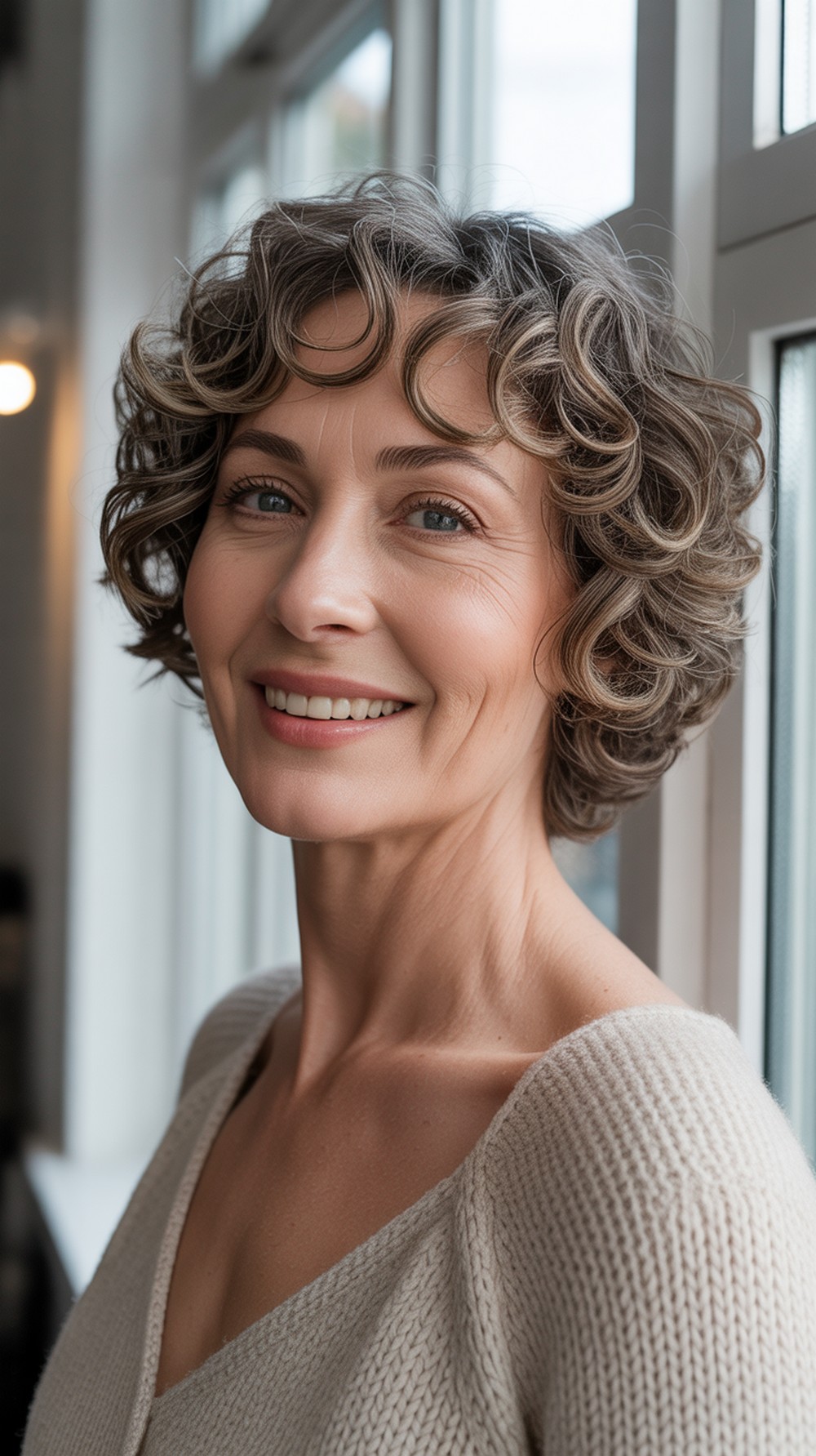 Curly Chin Bob with Layers